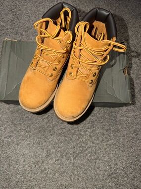 Timberland Wheat Suede Work Boots with Black Collar